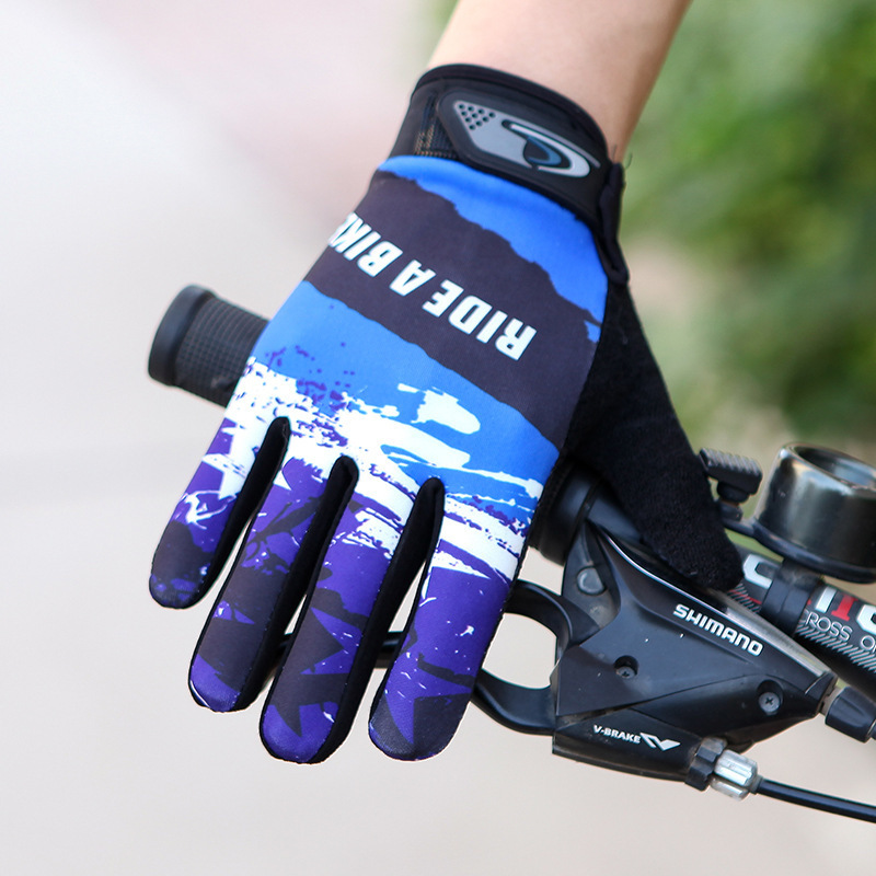 骑行手套户外男女士运动骑车登山自行车防晒仿滑触屏全指针织手套