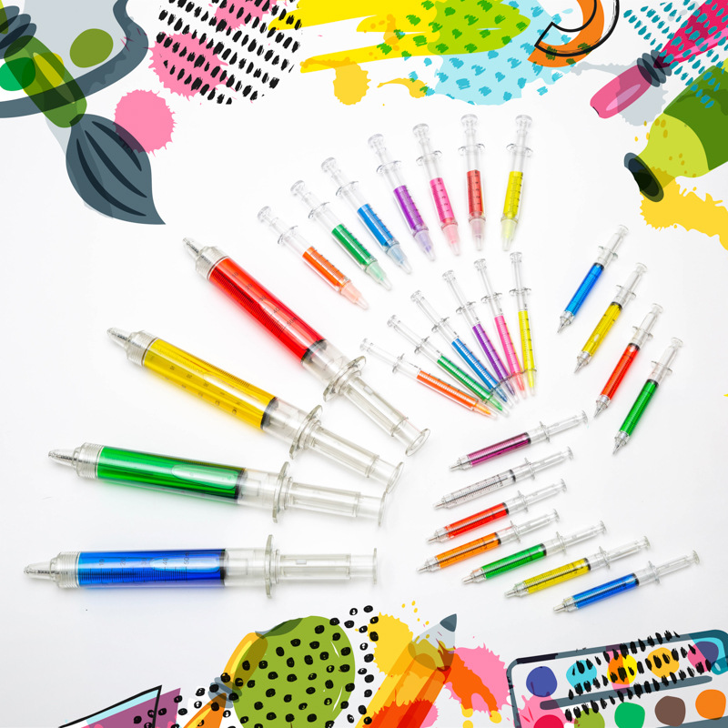 Cute creative stationery color syringe syringe advertising Syringe Pen modeling pen ballpoint pen neutral pen fluorescent pen