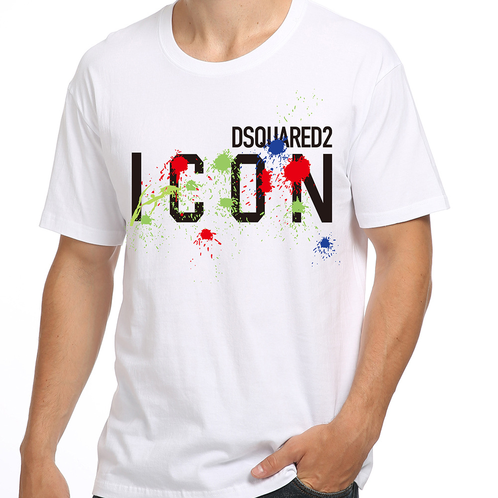 Men's Youth Summer DSQ2 Trendy Brand T-Shirt Short-sleeved Heavy Cotton Cross-border Supply T-Shirt Men's Simple Casual Top