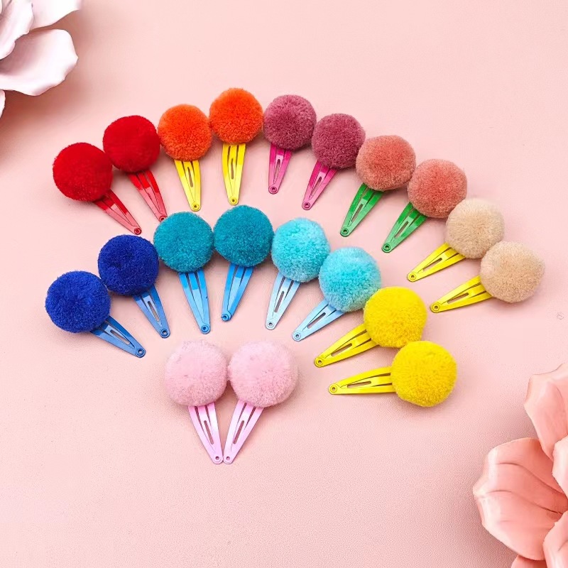 91115 Internet celebrity candy color hair ball BB clip Princess Rainbow drop clip children hairpin suit bye-bye clip