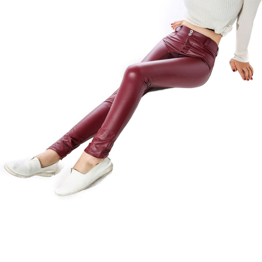 Cross-border European and American new hip-lifting PU leather pants hip-lifting yoga pants tight sports peach hip sexy pencil pants leather pants