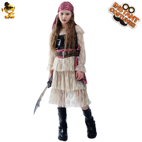 Halloween Girl Lace Pirate Dress Girl Pirate cos Party Costume Pirate Stage Performance Dress