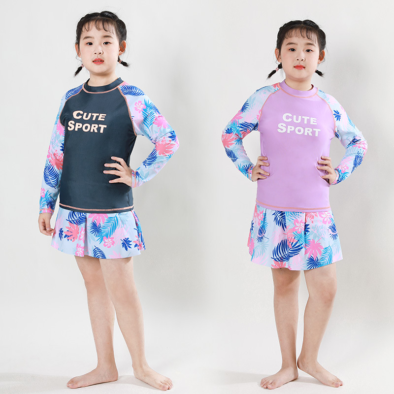 Girls' Swimwear Women's plus size Plus Plus Fat Split Medium and Large Children's Swimwear Children's Swimwear Quick-drying Sunscreen Swimwear
