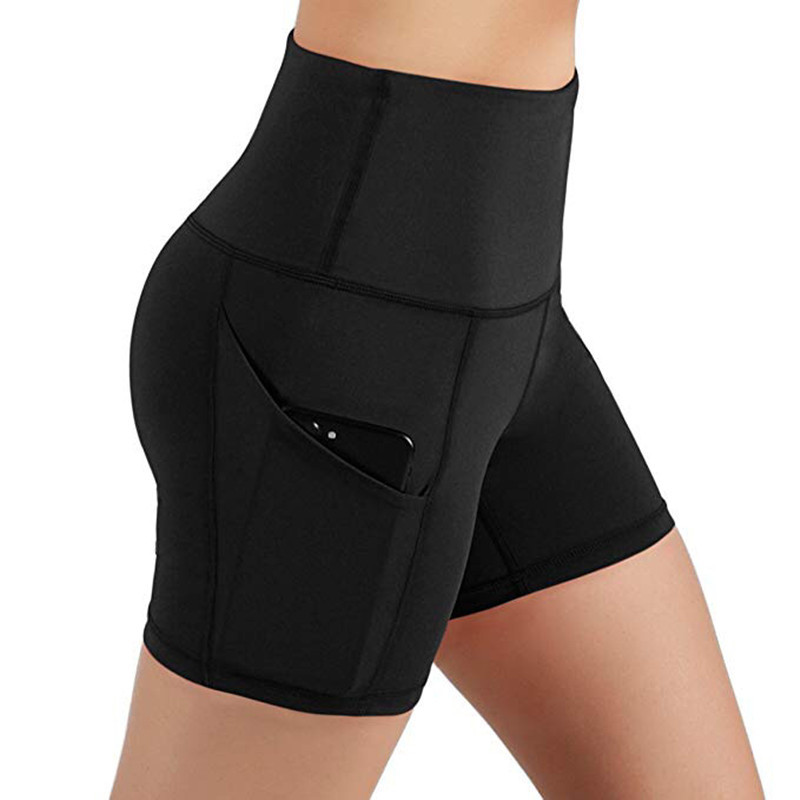 2021 Cross-border European and American Hip Lifting Fitness Running High Waist Sports Shorts Women's Mobile Phone Side Pocket Yoga Leggings