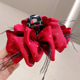 Wine Red (Feather) Satin Wave Point Cloud Clip
