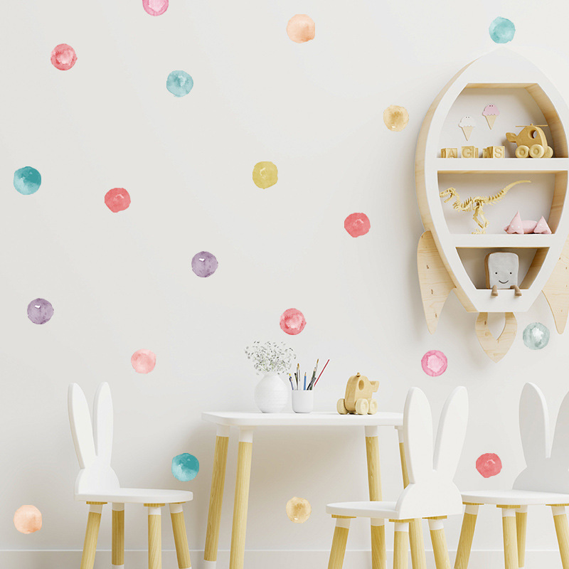 New FX-F272 Colorful Watercolor Dot Bedroom Wardrobe Refrigerator Entrance DIY Home Wall Decorative Wall Sticker