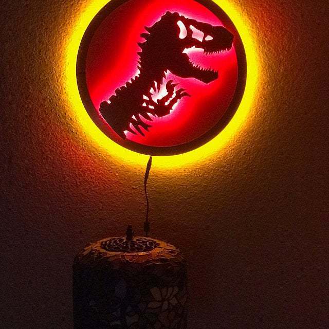 Cross-border Wholesale Jurassic Park LED Night Light Dinosaur Luminous Wall Lamp Home Decoration Bedside Lamp Effect Light Neon Light
