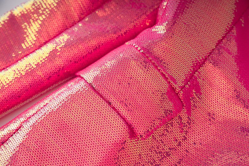 2023 Spring and Summer Rose pink sequins cool flashing BLING blazer shorts Fashion suit two-piece set_voghion.com