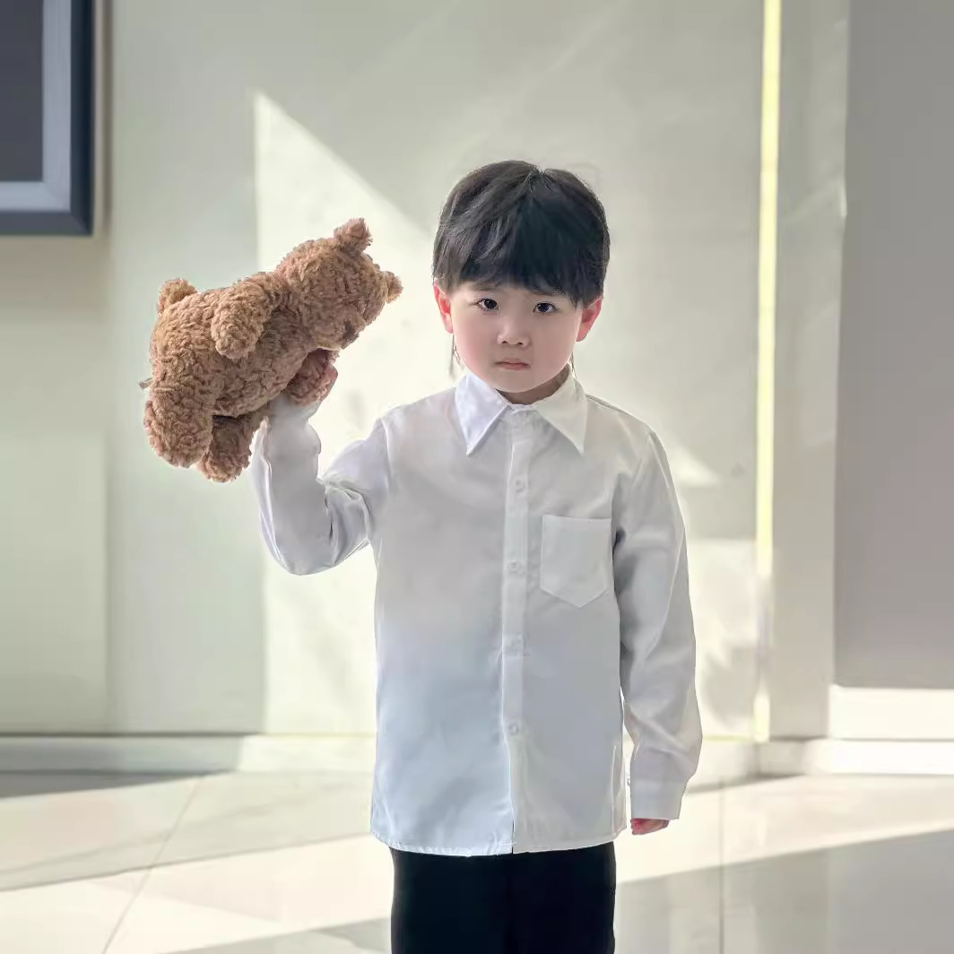 Korean Style Children's White Shirt School Uniform Black Pants Performance Clothes Student COS Class Clothes Suit