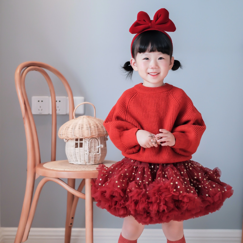 Girl's Star Printed Tutu Skirt Category A New 3-6 Years Old Pleated Skirt Western Style Convex Skirt One Year Old Princess Skirt