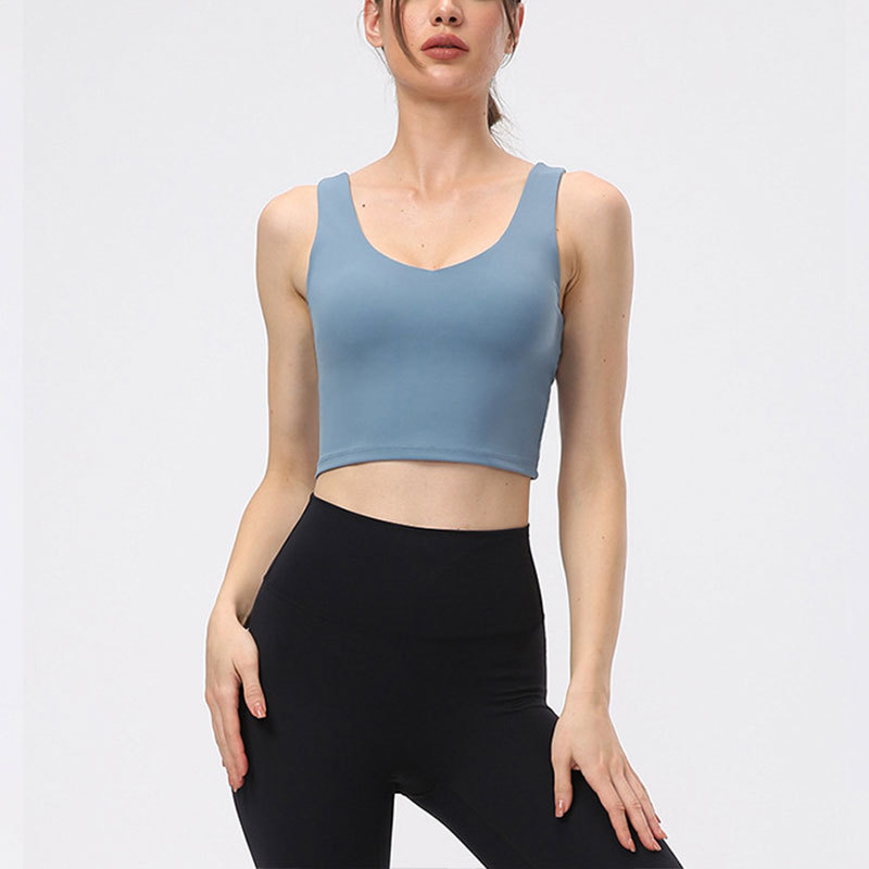 Cross-border New Deep V Yoga Vest Top Women's Lulu Cross-back Yoga Clothing Women's Fitness Sports Bra