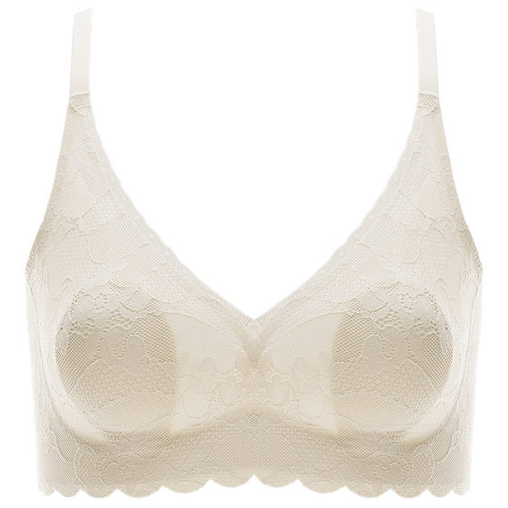 Ultra-thin Underwear Women's Large Chest Small Breast Anti-sagging Rabbit Ears Latex Cool Sense Lace Summer Thin Bra