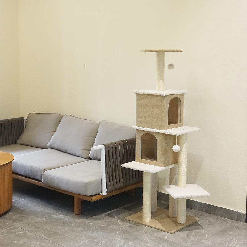 Four Seasons universal cotton and linen Japanese cat climbing frame wholesale cat nest catnip toy sisal cat scratching post integrated cat tree