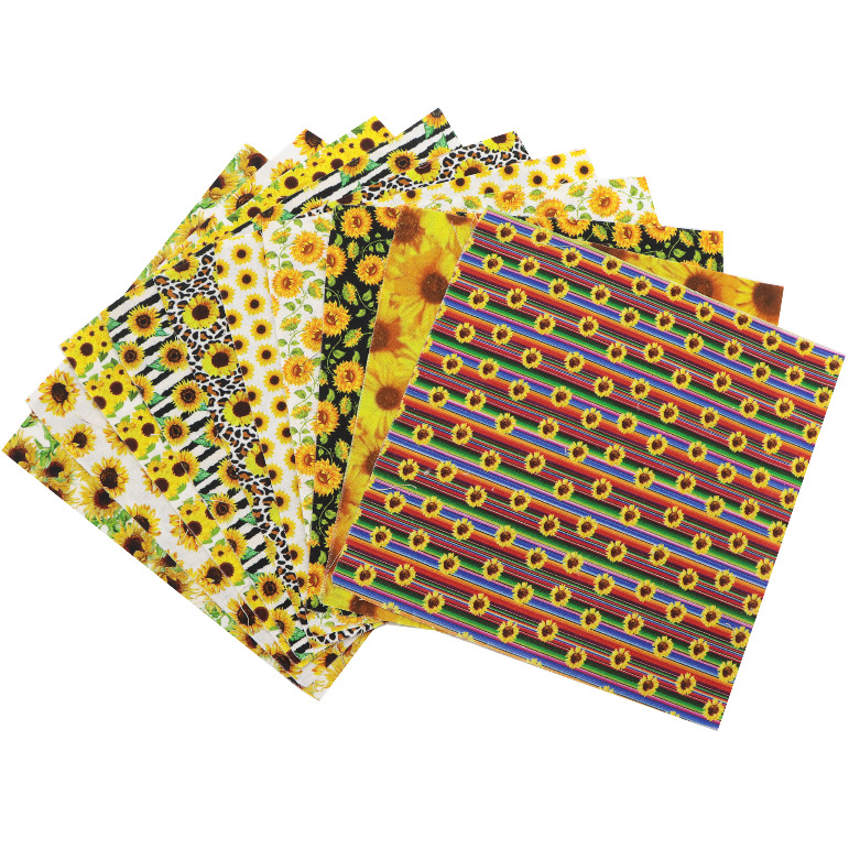 Cross-border New Sunflower Printed Fabric DIY Handmade Patchwork Group Pure Cotton Digital Printed Small Floral Fabric