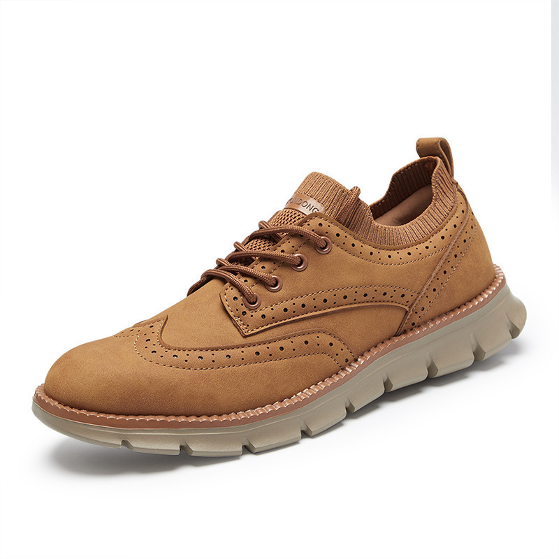 2023 Summer Korean men's shoes casual leather shoes brogue casual men's shoes leather shoes leatheMens shoes