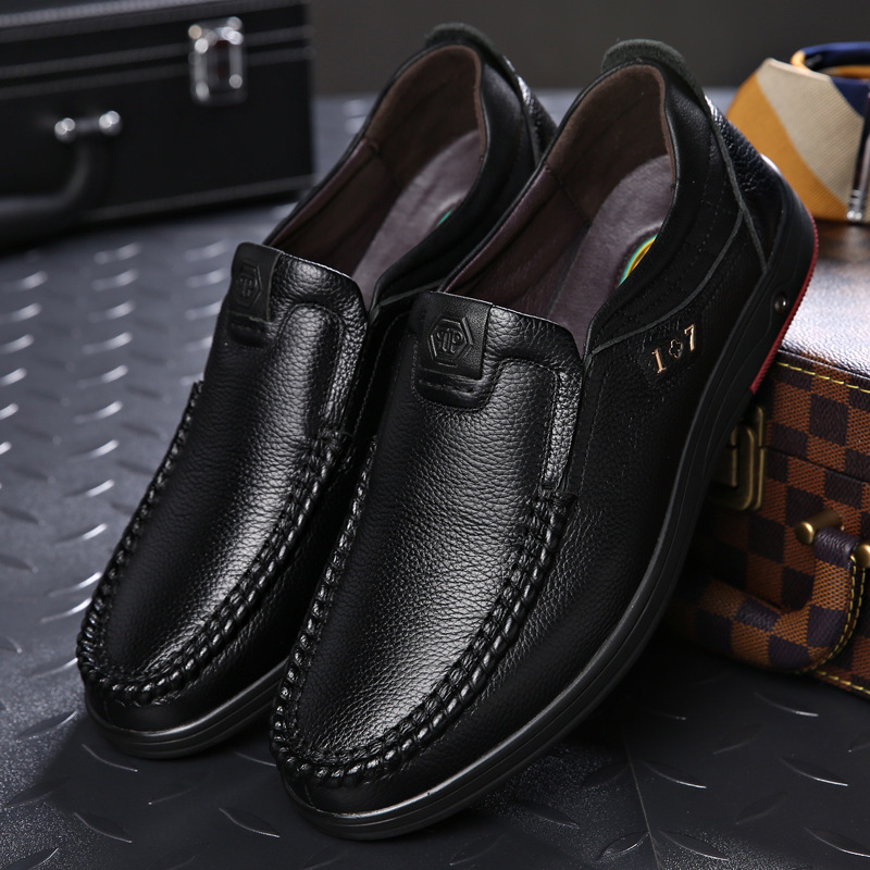 First Layer Cowhide Men's Shoes Men's Business Dress Shoes Men's Fashion Breathable Shoes British Slip-on Casual Shoes