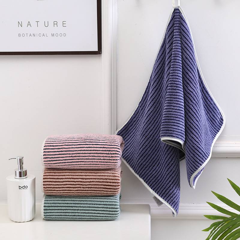 Towel coral fleece deep stripes towel soft absorbent face towel can be customized plus LOGO generation 35*75cm