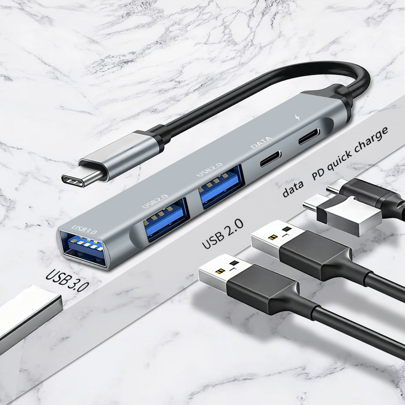 Type-c five-in-one docking station 65W USB-C to USB3.0 docking station PD splitter hub