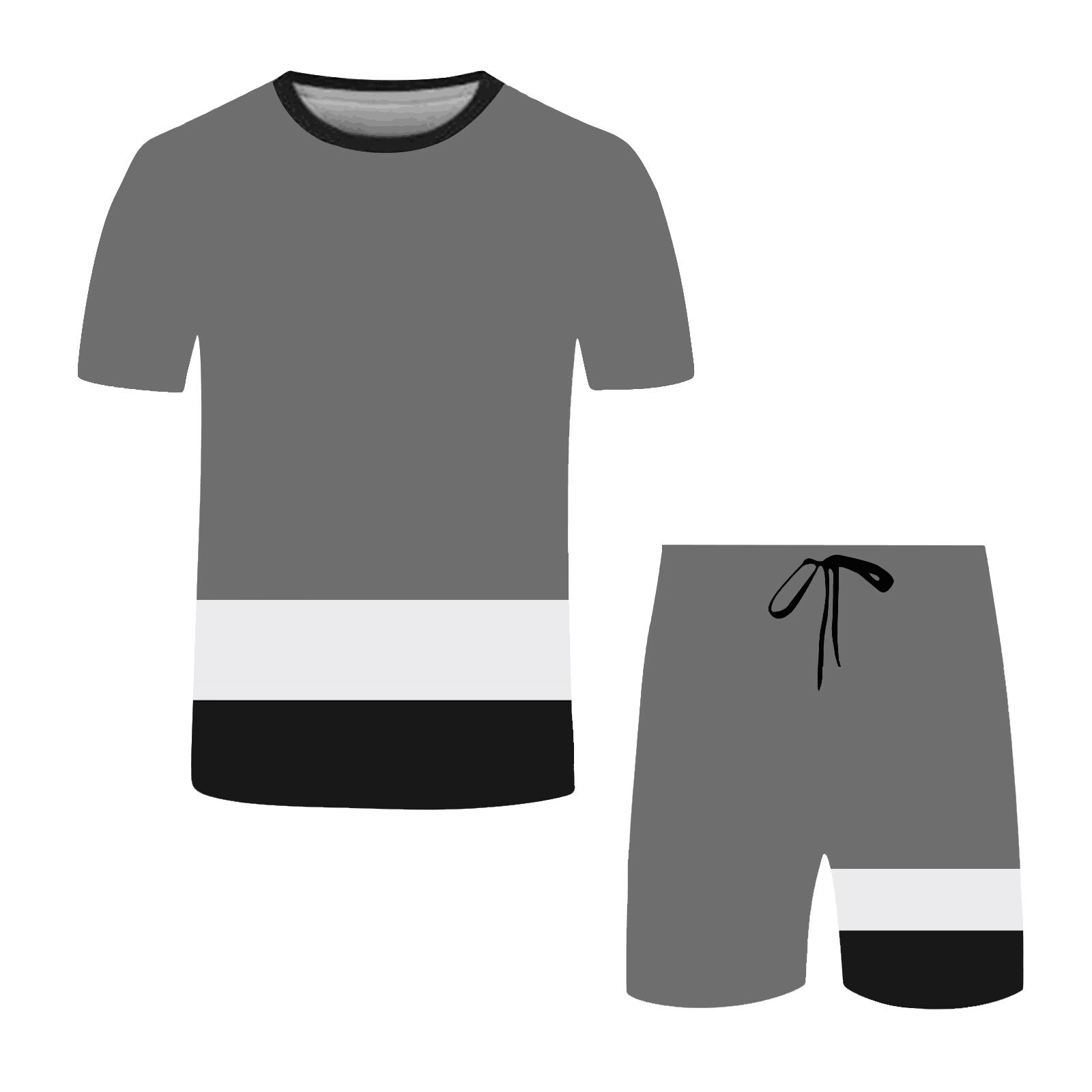 2023 Cross-border Men's suit Summer Round Neck Short-sleeved Shorts 3D Printing Slim-fit Men's Casual Sports suit Men