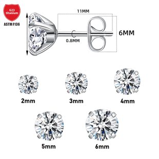 Earrings G23 Titanium 5A Zircon Earrings Ear Pin Integrated Butterfly Buckle Ear Bone Nail Titanium Alloy Piercing Jewelry Earrings