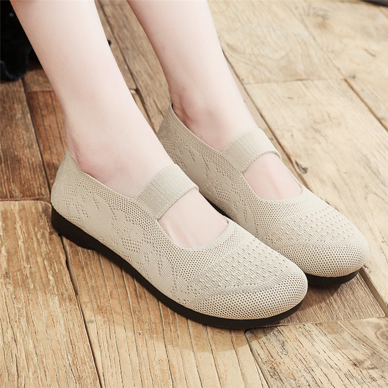New polyurethane bottom 2023 JingRui old Beijing cloth shoes mother shoes fly weave breathable flat bottom anti-slip work shoes