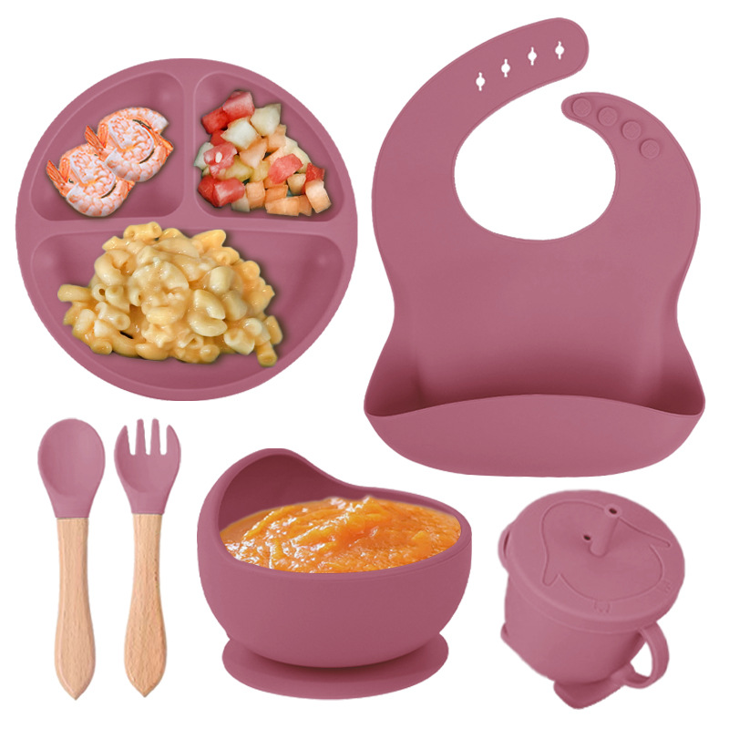 Brick red smiley plate-set of six-wooden fork spoon