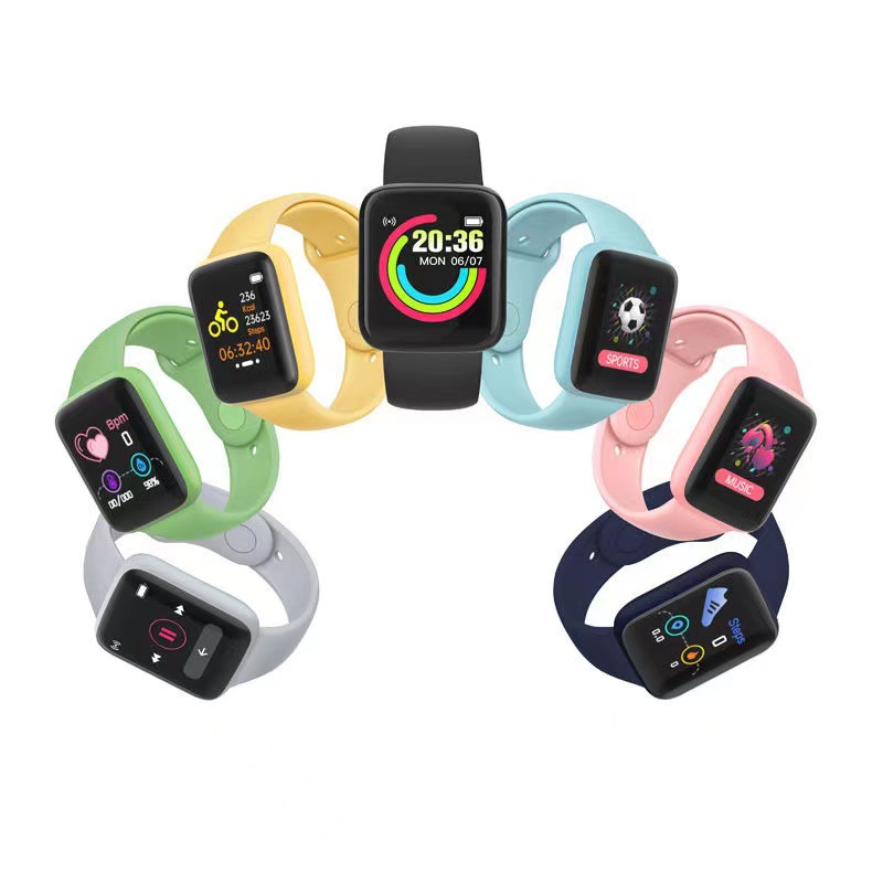 Y68 macaroon smart bracelet D20 macaroon cross-border new heart rate blood pressure multi-function Bluetooth watch