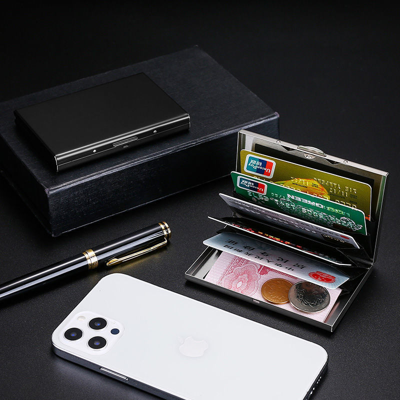 Anti-theft Brush Metal Card Bag Men's Stainless Steel Card Bag Women's Anti-degaussing Compact Card Case Card Cover for Driver's License