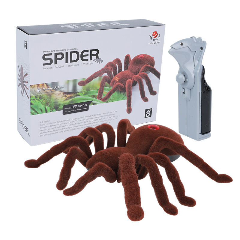 Fun and fun infrared remote control spider scary toy Halloween trick high simulation sticky hair crawling tarantula
