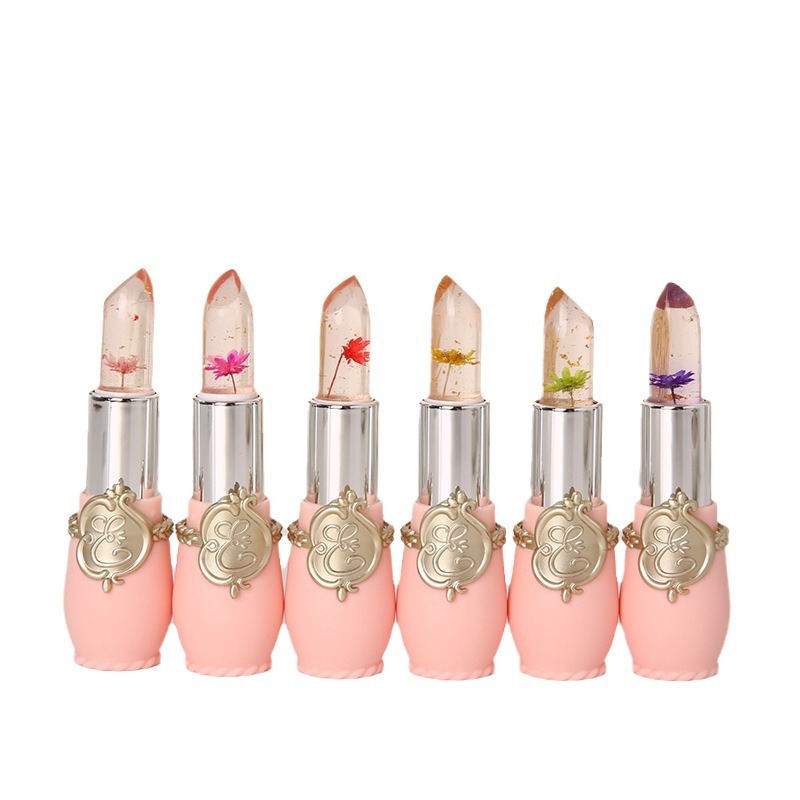Hot Supply Dried Flowers Flowers Jelly Lipstick Lipstick Not Dying Cup Not Decolorizing Dried Flowers Moisturizing Color Changing Lipstick Lipstick