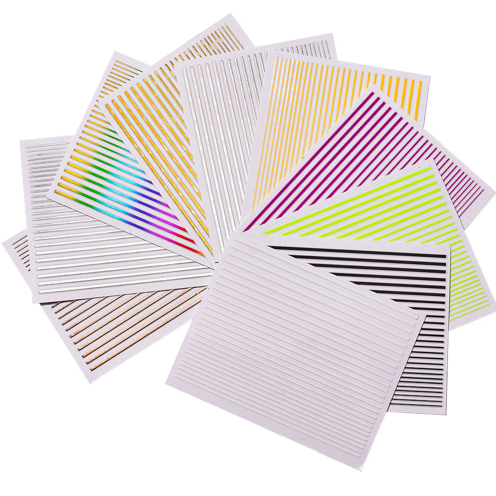 Cross-border New Colorful Line Nail Art Sticker Adhesive Self-adhesive Strip Nail Patch Vertical Stripe Nail Art Decorations