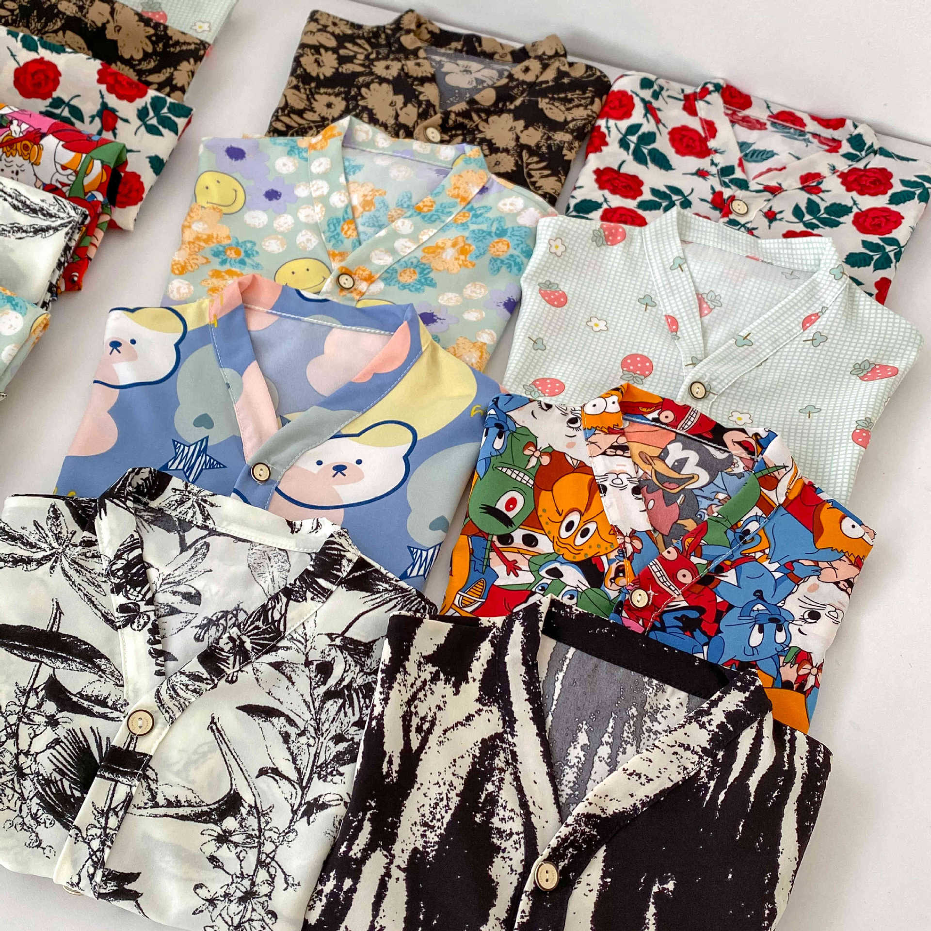 2024 new children's pajamas summer thin cotton silk broken card cotton children's air conditioning clothing boys and girls home clothes suit