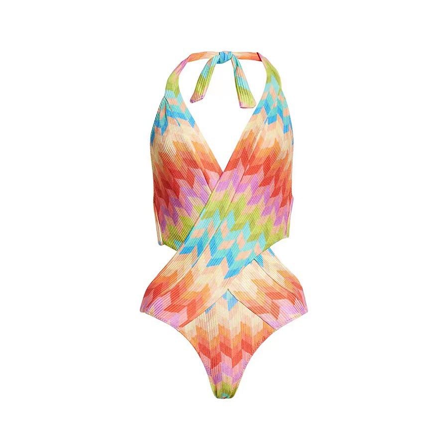 2023 new European and American one-piece sexy bikini belly-covering beach bikini gauze skirt suit foreign trade cross-border swimsuit