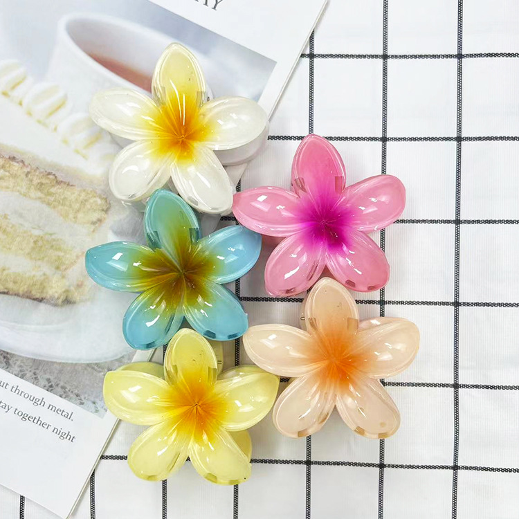 Cross-border egg flower gripper gradient candy color Flower Fashion holiday hot sale back head updo shark clip hair accessories_voghion.com