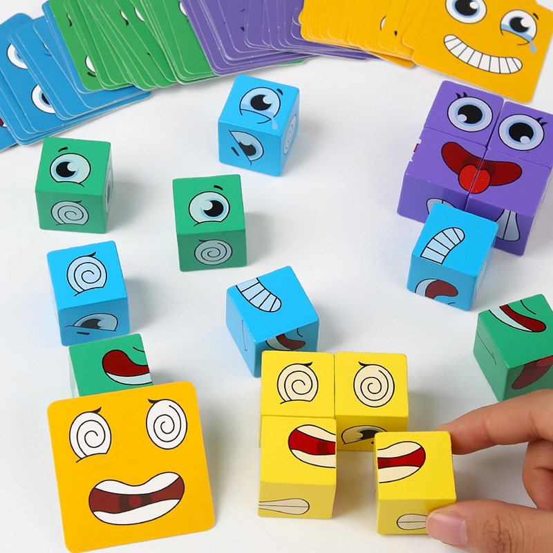 Large face-changing cube building blocks smiley face toys educational fun game parent-child interactive decompression Children's Day gift
