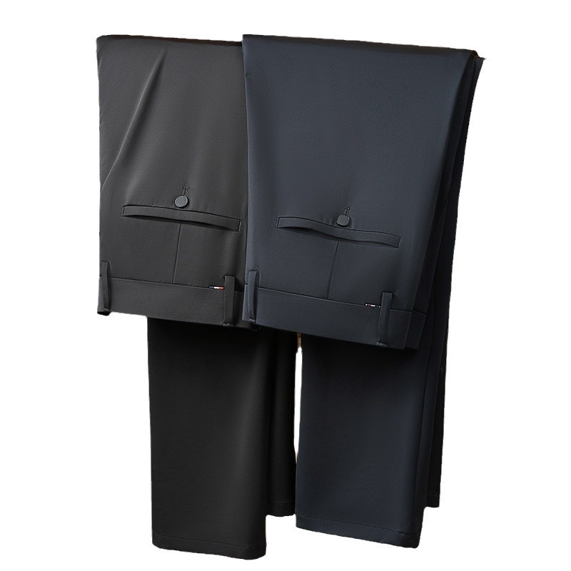 Nylon Anti-wrinkle Men's Casual Pants Spring and Summer Straight Non-ironing Business Pants Summer Thin Ice Silk Long Pants for Men
