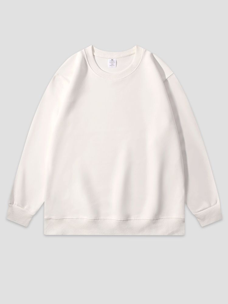 Autumn and Winter new solid color round neck Chinese cotton fleece-lined sweater men's and women's printed logo class clothes long sleeve pullover sweater wholesale
