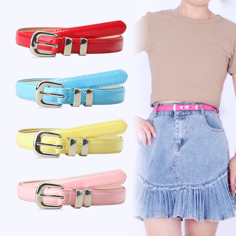 Simple Korean Versatile ins Style Women's Alloy Thin Belt Candy Color Belt Women's Dress Jeans Belt