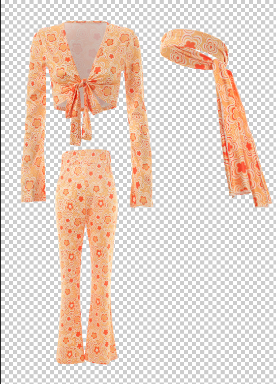 2023 Amazon new cross-border European and American sexy top printed three-piece split T-shirt pants suit
