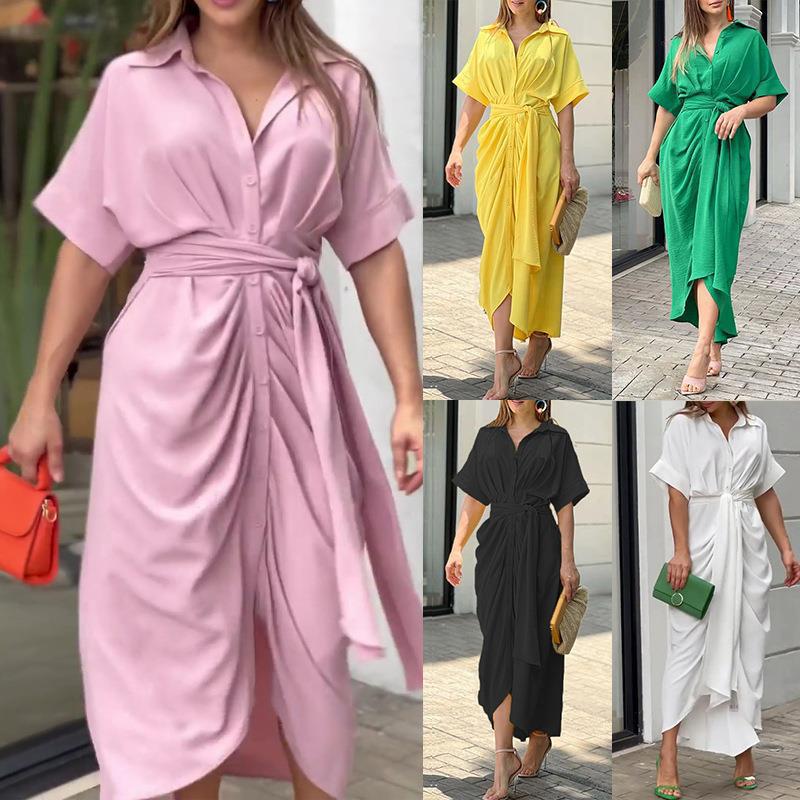 2024 summer new Amazon cross-border foreign trade Europe and the United States women's elegant dress fashion shirt dress
