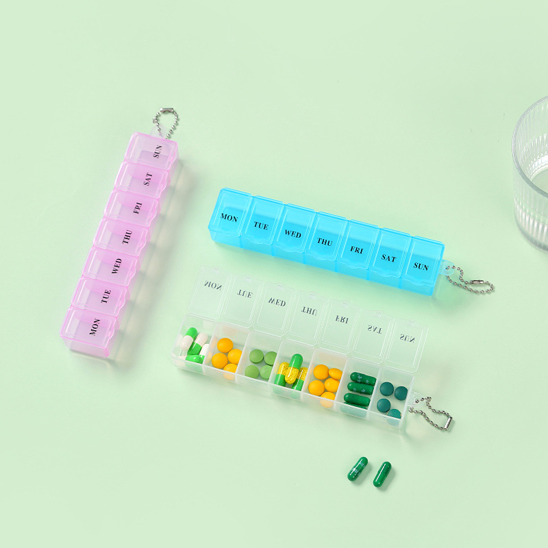 Seven-grid transparent medicine box storage box dustproof sub-packing medicine box 7-day capsule storage box weekly reminder medicine box