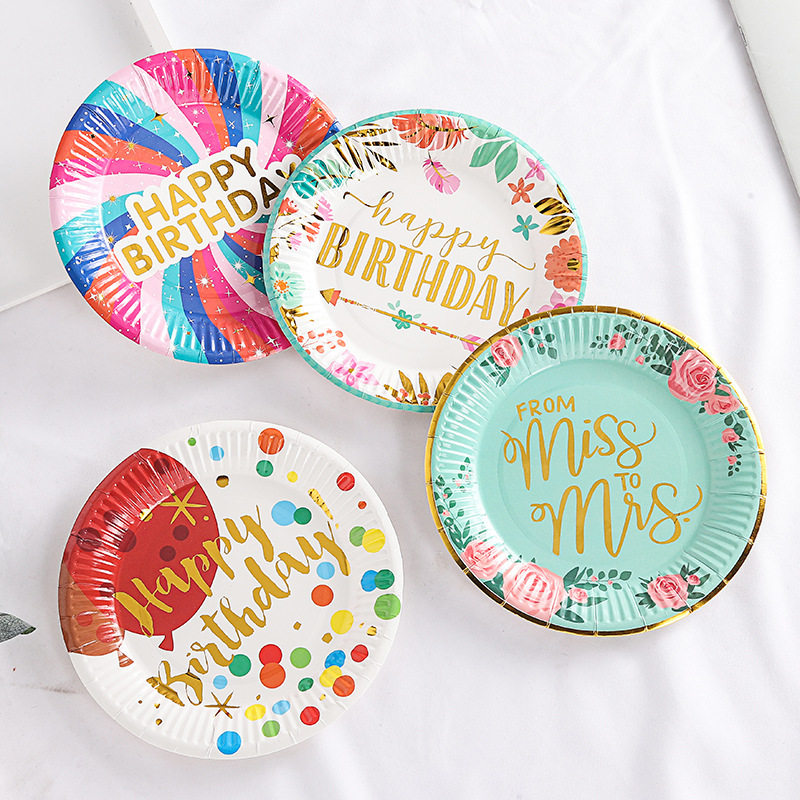 Children's Birthday Party Disposable Plate Picnic Plate Cake Plate Large Paper Plate Dessert Table Decoration Tableware
