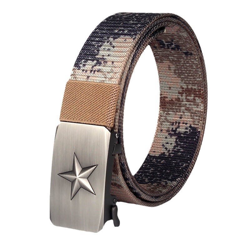 Men's alloy toothless automatic buckle nylon thickened woven belt canvas tactical belt casual fashion all-match