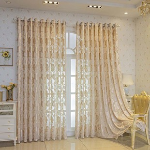 American Pastoral Jacquard Flower Screen Curtain Living Room Bedroom Balcony Cross-border Amazon Europe Hollow Semi-shading