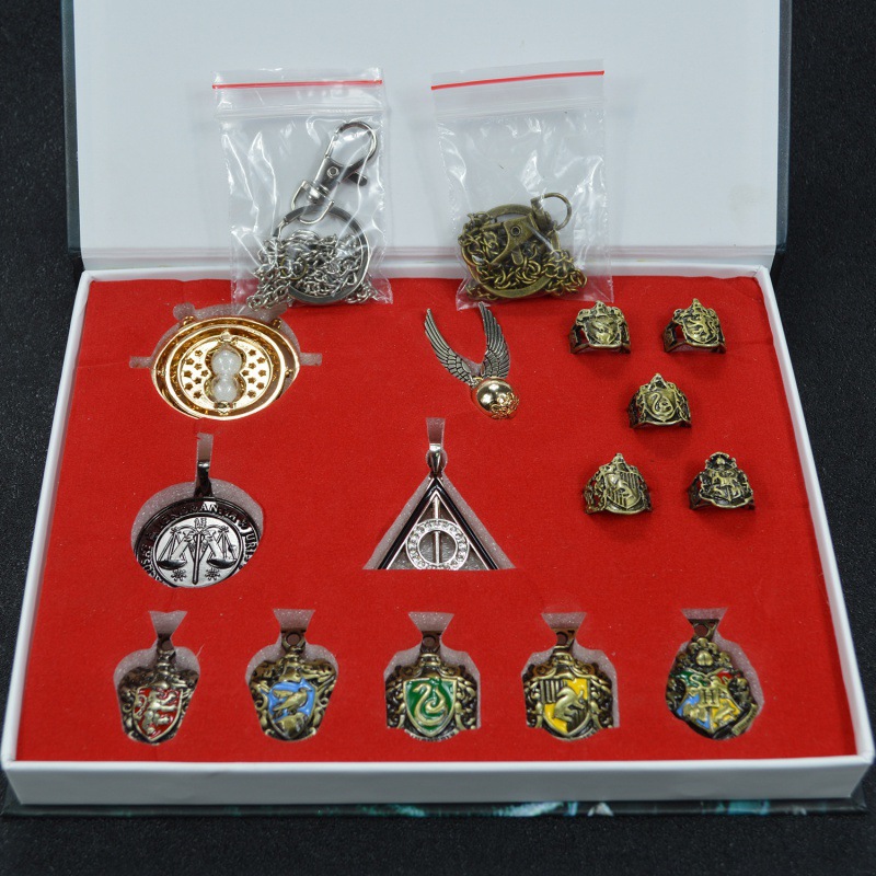 Harry Potter Magic Set Box Full Set Magic Wand Pendant Ring Set Peripheral Animation Christmas Halloween Handset