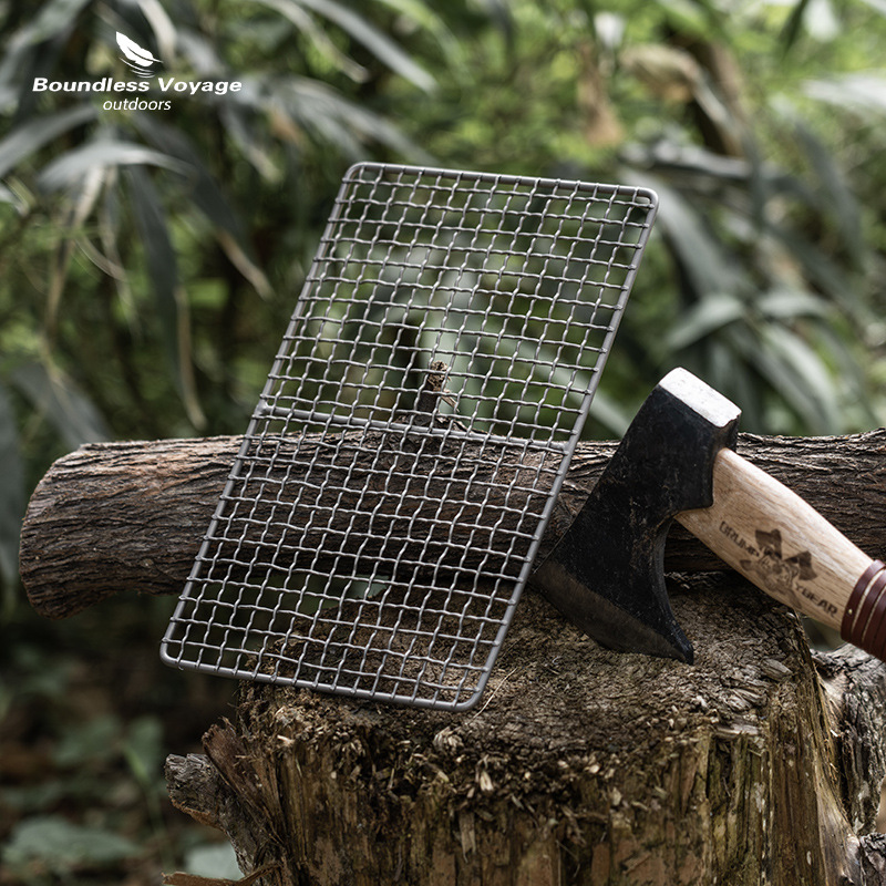 Biwei Pure Titanium Barbecue Net Outdoor Travel Camping Portable Small Barbecue Grill Picnic Tools Barbecue Fish Net