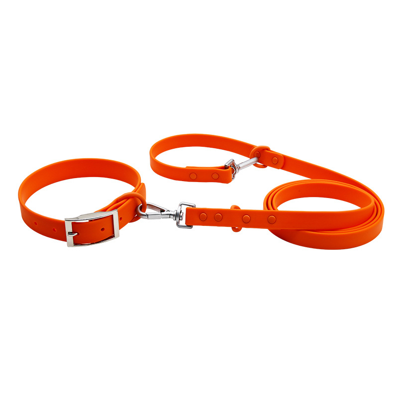 PVC waterproof pet products dog collar traction rope soft imitation silicone pet double head traction belt manufacturers wholesale