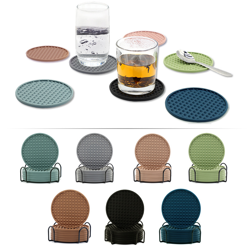 Amazon New Silicone Coaster Irregular Pyramid Cup Cushion Round Thickened Storage Stand