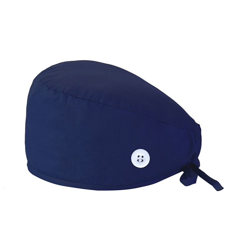 Surgical cap solid color pure cotton plus buckle plus sweat towel Hemming lace-up cap towel men's and women's work cap sanitary cap foreign trade