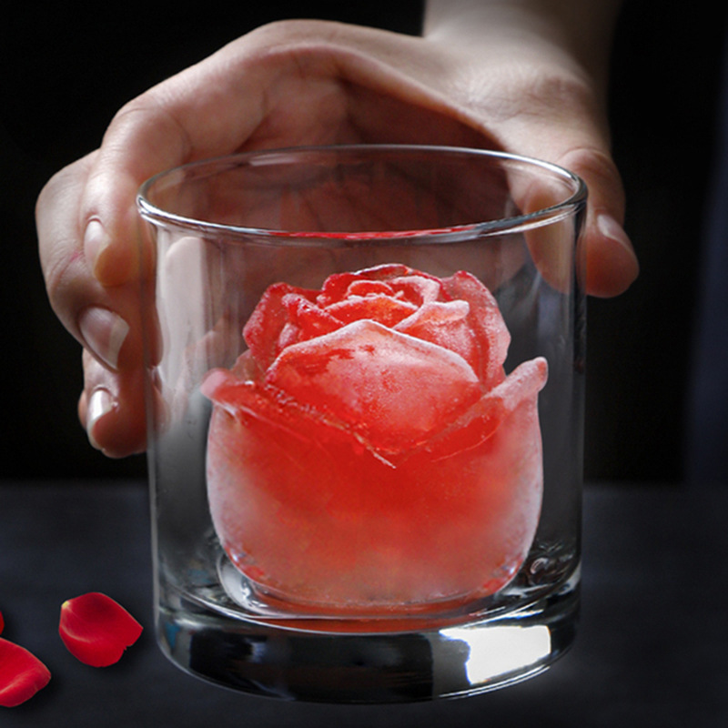 Rose silicone ice cube mold Creative ice cream Cola Coffee Wine ice mold rose ice cube ice hockey grinding tool